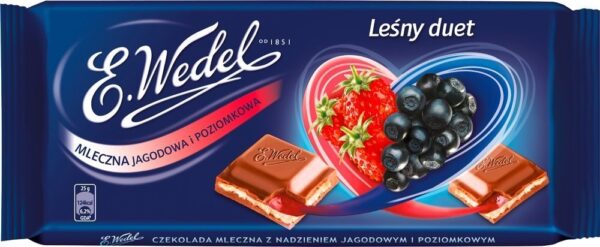 Milk Chocolate with Blueberry and Wild Strawberry Filling 100g/ 3.53oz