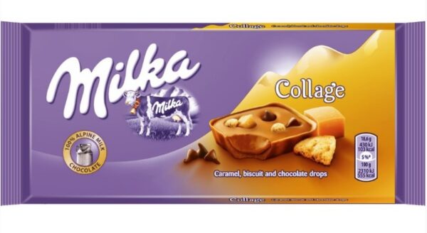 Milka 'Collage' Caramel, Biscuit and Chocolate Drops 93g/3.28oz (W)