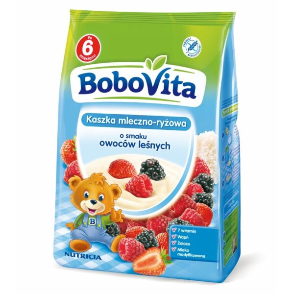 Bobovita Milk and Rice-Corn porridge Mixed Fruits/Kaszka Mleczno-Ryżowa o smaku Owocowym 230g/8.11oz