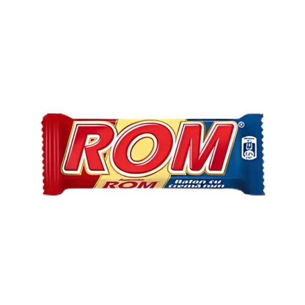 ROM Baton Cu Crema Chocolate Bar with Cream 30g, a Romanian chocolate bar with a smooth, creamy filling inside.