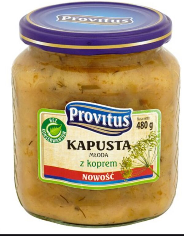 Spring Cabbage with Dill, Kapusta Mloda z Koperkiem 480g Provitus