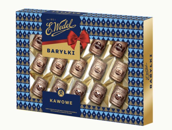 E. Wedel Barylki Coffee, Dark Chocolate Happy Barrels With Liqueur Filling 300g