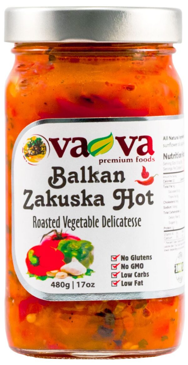 Balkan Zakuska Hot, Roasted Vegetable Delicatesse Vava 480g