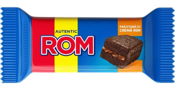 ROM autentic prajitura cu crema, sponge topped with a cocoa glaze and rum filling 35g