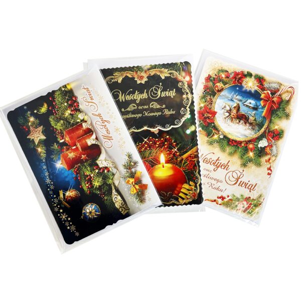 Christmas / Winter Cards with Wafers "Opłatki" (Pack of 3) - Varied