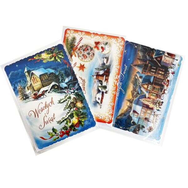 Christmas / Winter Cards with Wafers "Opłatki" (Pack of 3) - Varied