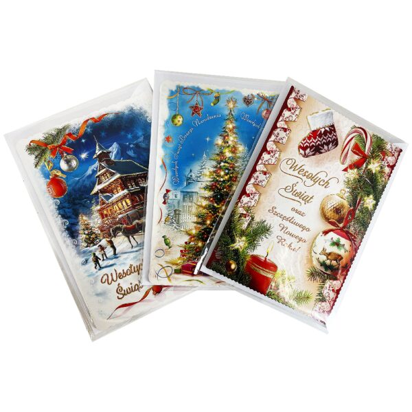 Christmas / Winter Cards with Wafers "Opłatki" (Pack of 3) - Varied