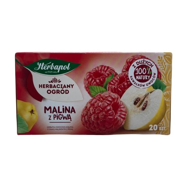 HERBAPOL RASPBERRY WITH QUINCE FRUIT TEA, HERBATA OWOCOWA MALINA Z PIGWA, 20 BAGS