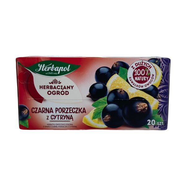 HERBAPOL BLACKCURRANT WITH LEMON FRUIT TEA, HERBATA OWOCOWA CZARNA PORZECZKA Z CYTRYNA, 20 BAGS