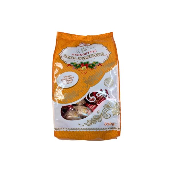 Csengettyű Szaloncukor Holiday Chocolate Candy with Apricot Filling 350g, Hungarian festive candies with a rich chocolate coating and fruity apricot center.