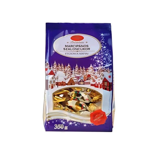 Csengettyű Szaloncukor Holiday Chocolate Candy with Marzipan 350g, traditional Hungarian holiday candies with a smooth marzipan filling, covered in chocolate.