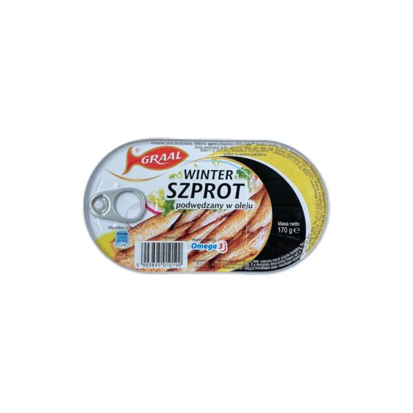 Graal Smoked Sprats in Oil Winter Szprot Podwedzany w Oleju, 170g