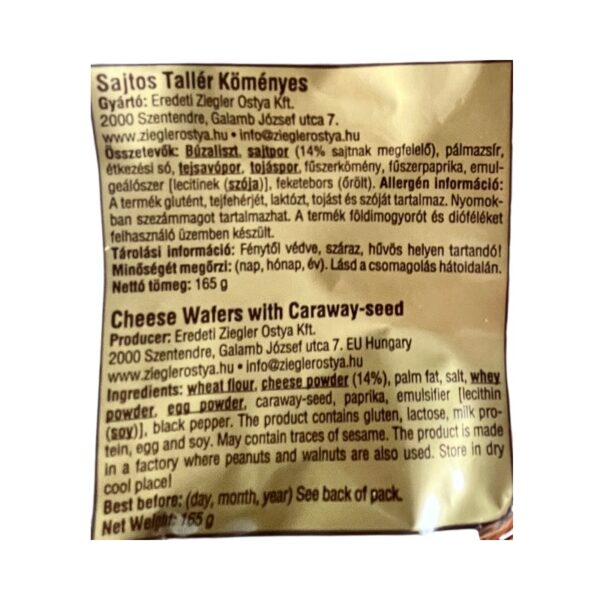 Wafers With Cheese and Caraway Seeds, Sajtos Taller, Ziegler 165g - Image 3