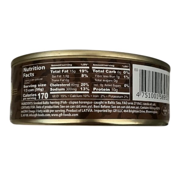 Smoked Baltic Herring in Oil, 8.46oz Old Riga - Image 2
