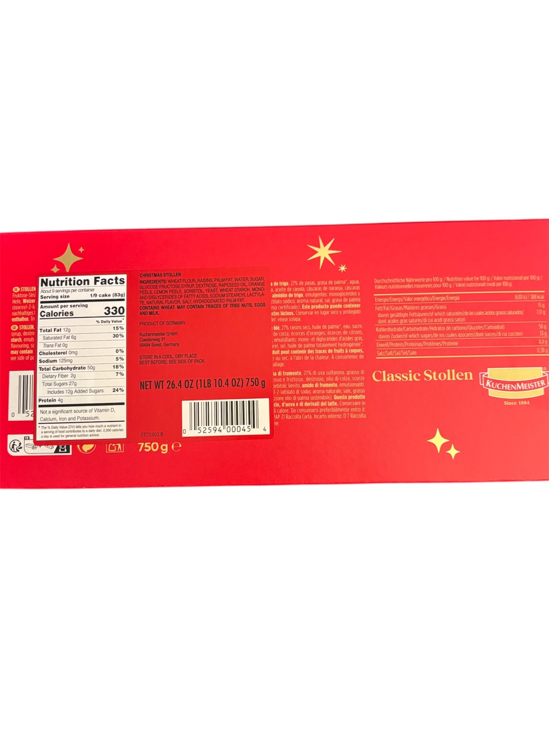 Classic Christmas Stollen in Gift Box, KuchenMeister, 750g - Image 2