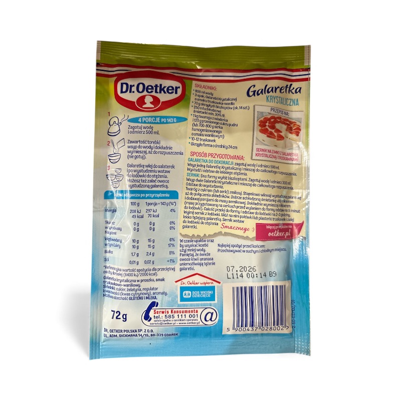 Dr. Oetker Clear Jelly Powder Strawberry/Vanilla 72g - Image 2