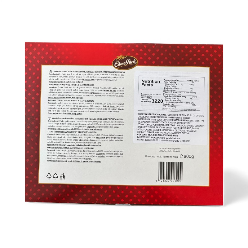 Christmas Chocolate Candy Mix in Box, Bomboane de Pom / Szaloncukor, ChocoPack, 800g - Image 2