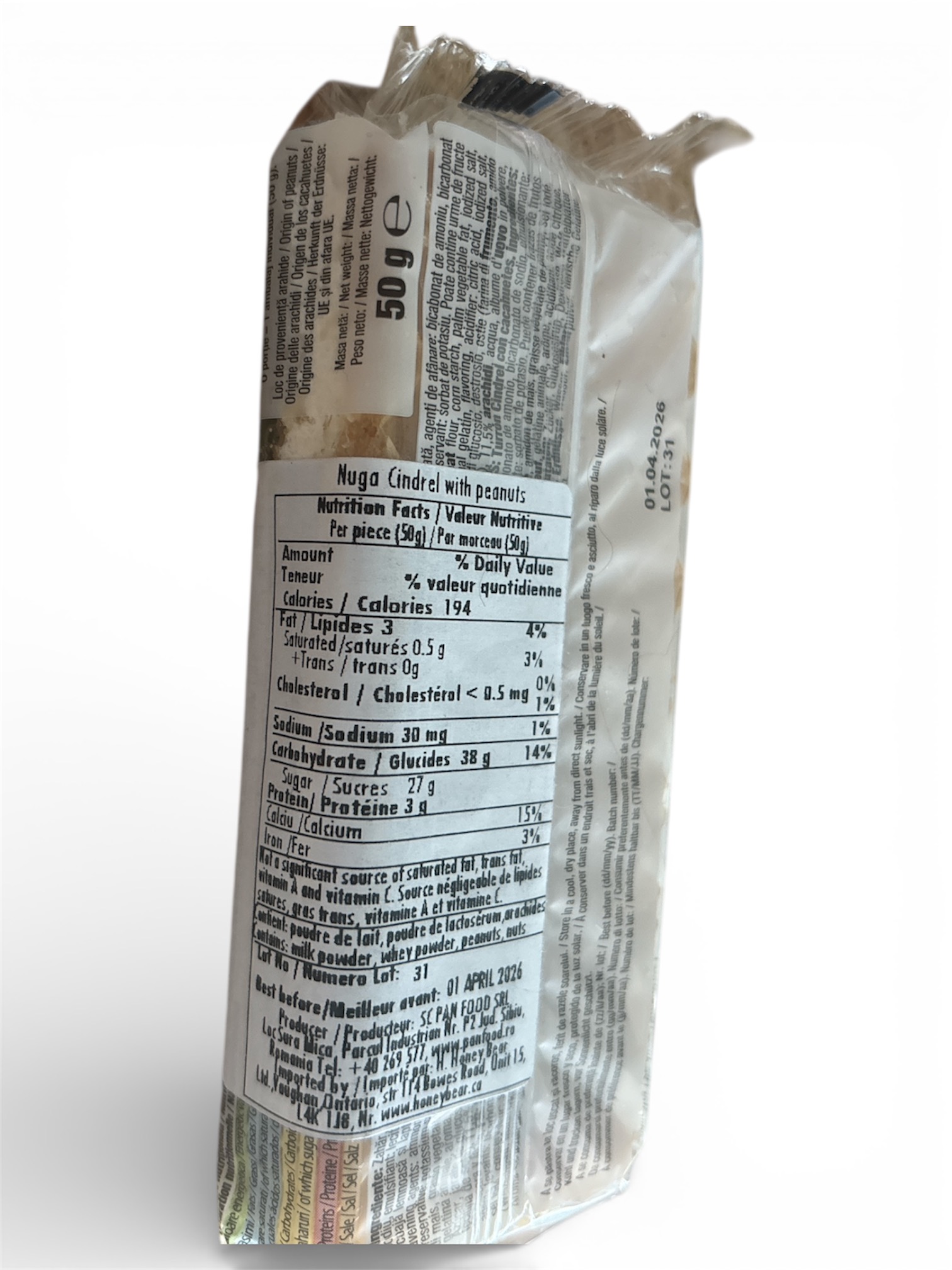 Nougat Wafers with Peanuts, Pan Food, 50g - Image 2