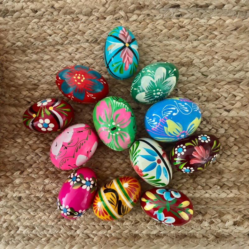 Hand Decorated Wooden Easter Eggs 6 pcs - Image 2