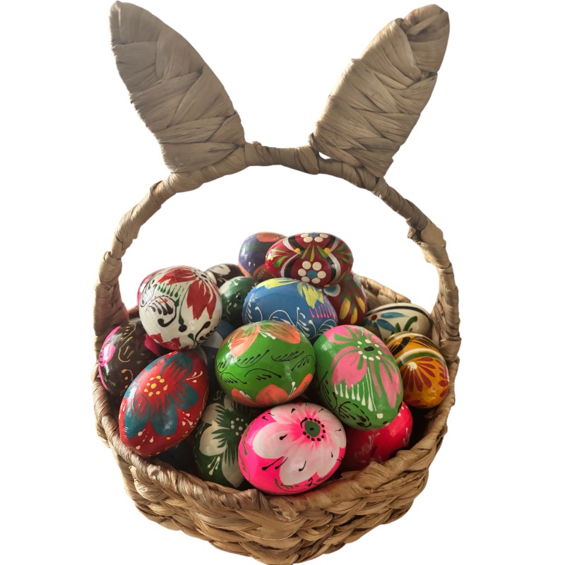 Hand Decorated Wooden Easter Eggs 6 pcs